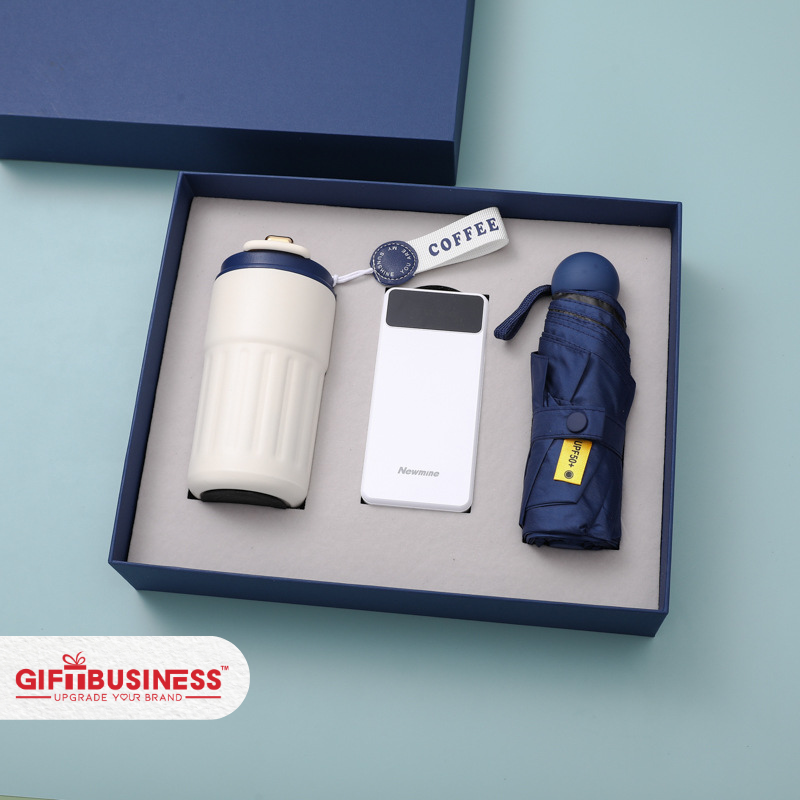 Ly giữ nhiệt + pin sạc dự phòng + dù gấp 3 – set quà “đa nhiệm” cho team building